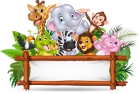 Jungle Animals with banner